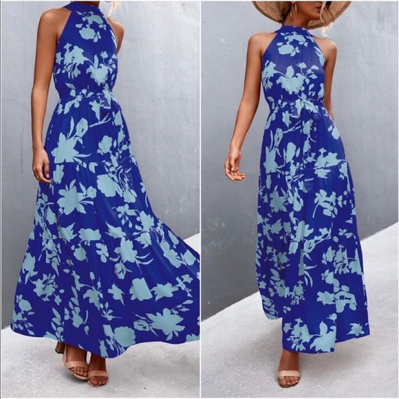 Boho Gypsy floral Halter Maxi Dress New - Picture 3 of 6